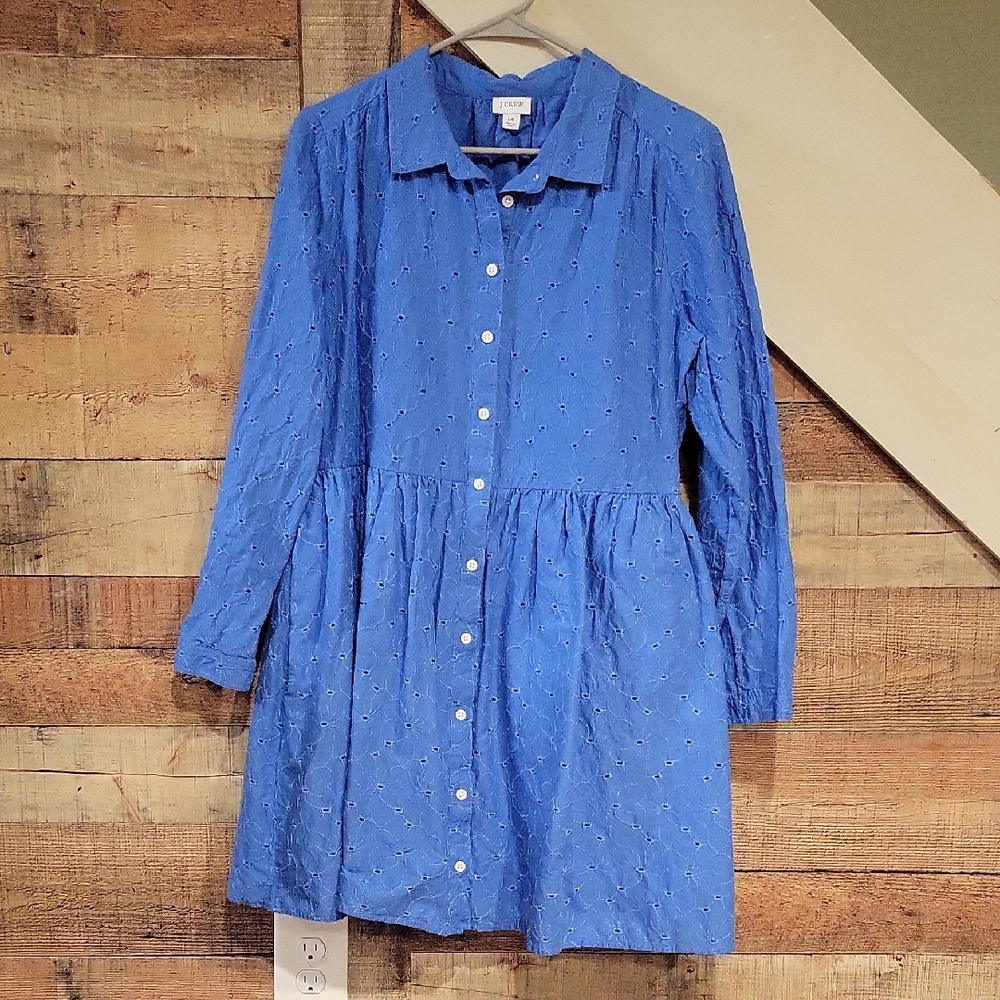 J.Crew Royal Blue Textured Button-Up Dress